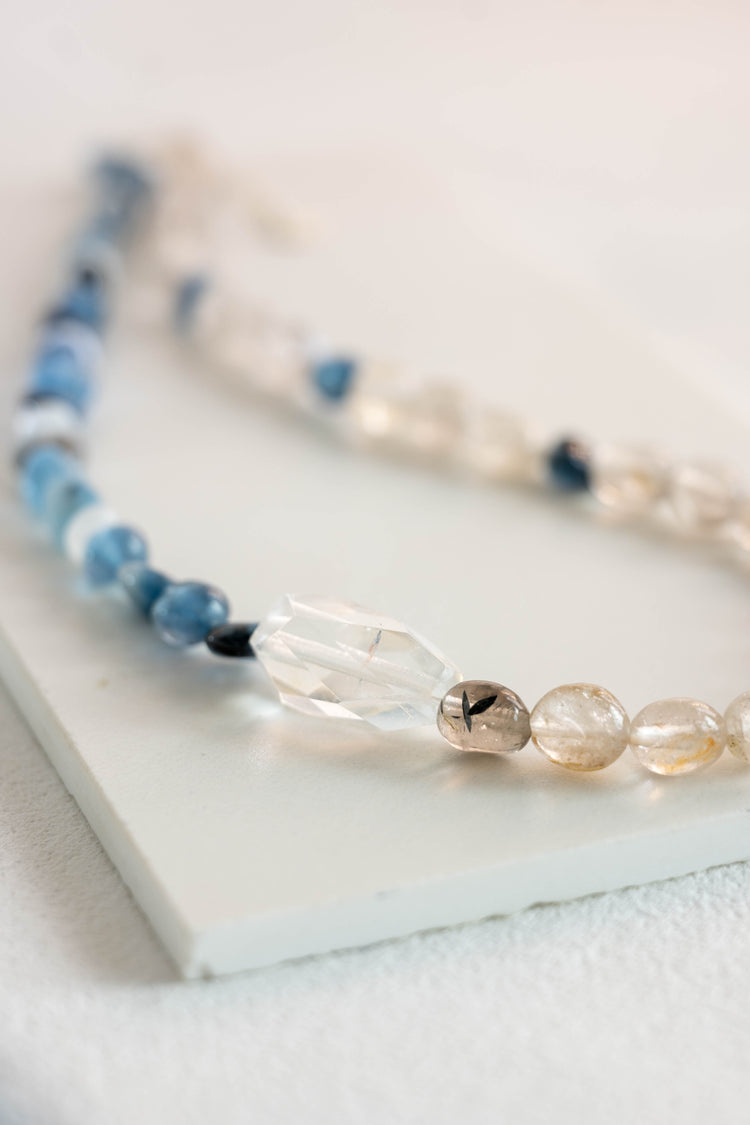Lucid Mirage Necklace | Aquamarine(A-multi blue) Copper Rutilated Quartz Clear Quartz