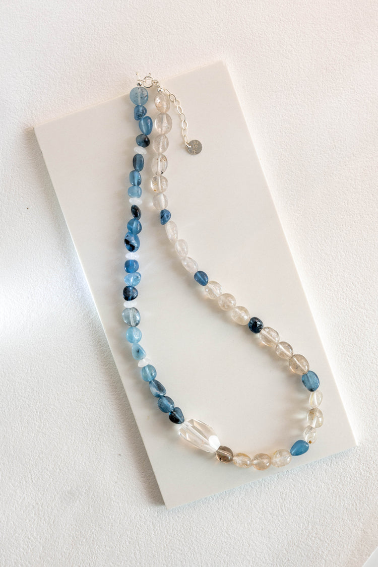 Lucid Mirage Necklace | Aquamarine(A-multi blue) Copper Rutilated Quartz Clear Quartz