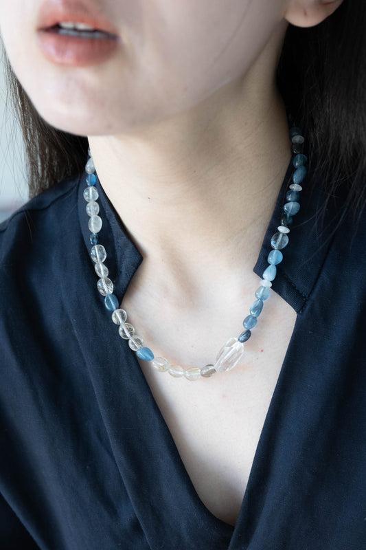 Lucid Mirage Necklace | Aquamarine(A-multi blue) Copper Rutilated Quartz Clear Quartz