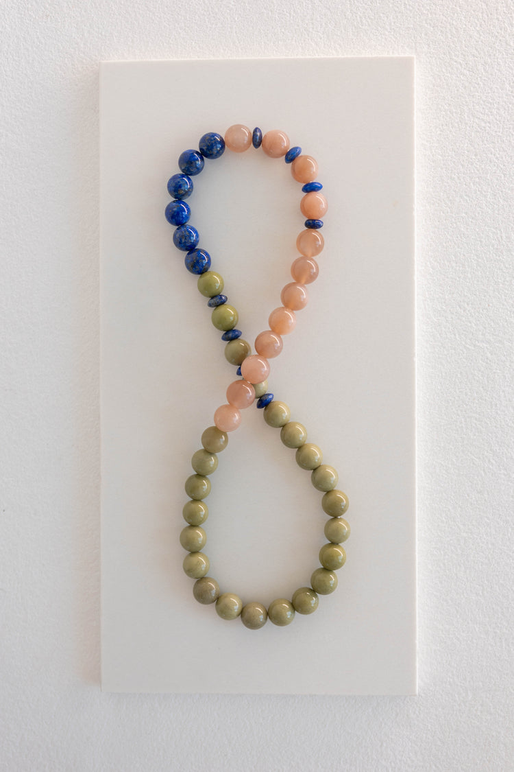 Luminous Moss Double-lined Bracelet | Green Imperial Jasper Peach Moonstone(A) Lapis