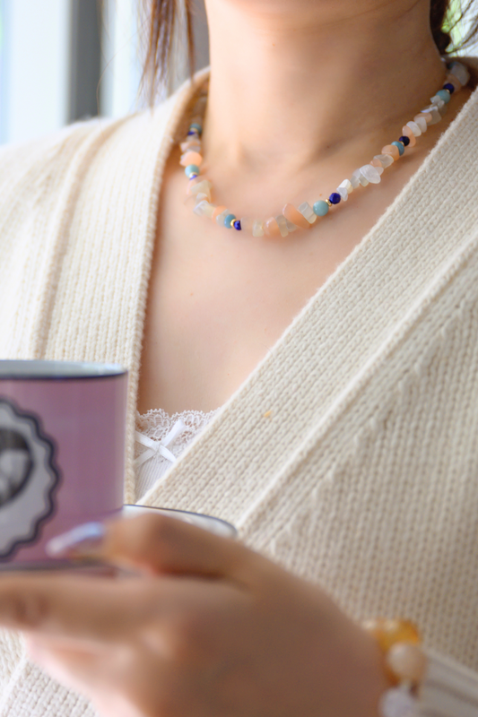 Lunar Harmony Necklace with Moonstone, Lapis, Amazonite