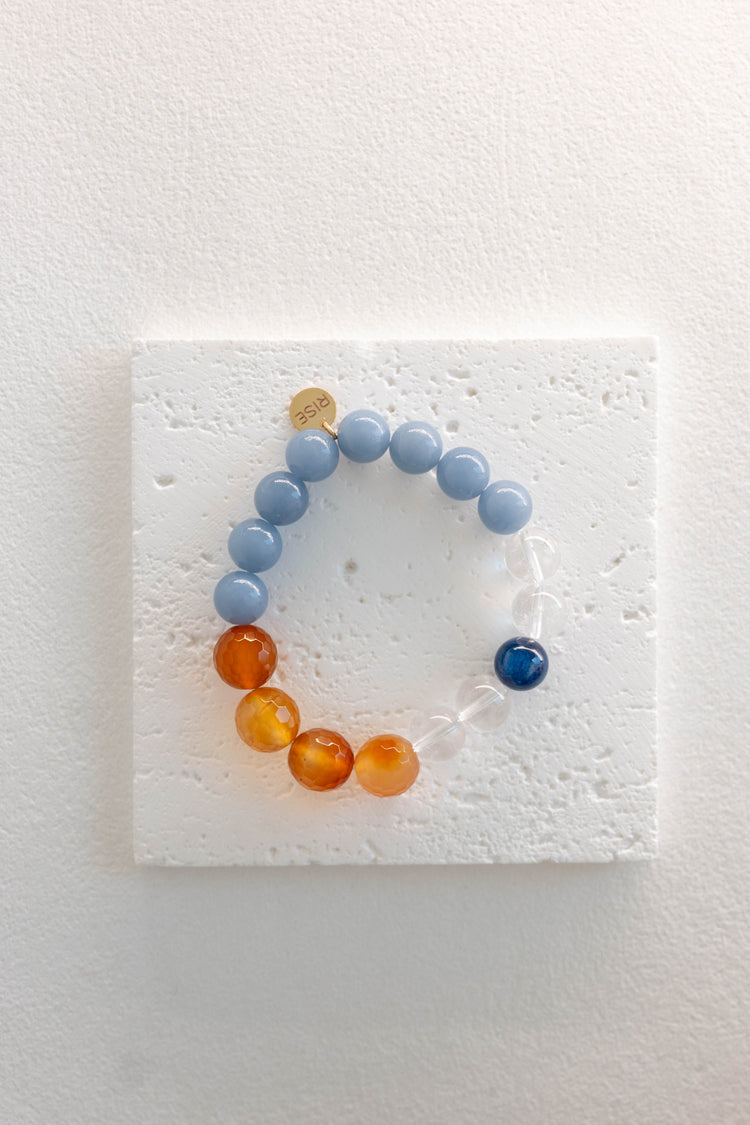 Lush Horizon Glow Bracelet | Kyanite(AAA) Carnelian (natural) Blue Angelite (A) Rock Crystal Quartz