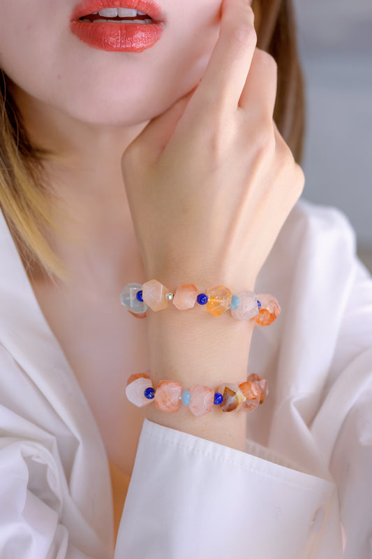 Manifestation Amplifier Bracelet with Red Rutilated Quartz, Amazonite, and Lapis