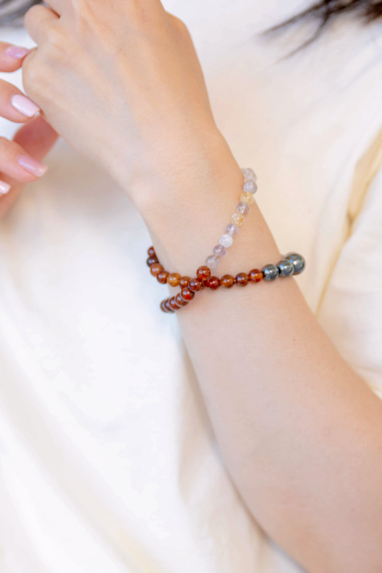 MoneyMoneyHome Double-lined Bracelet | Ametrine Hessonite Hematite