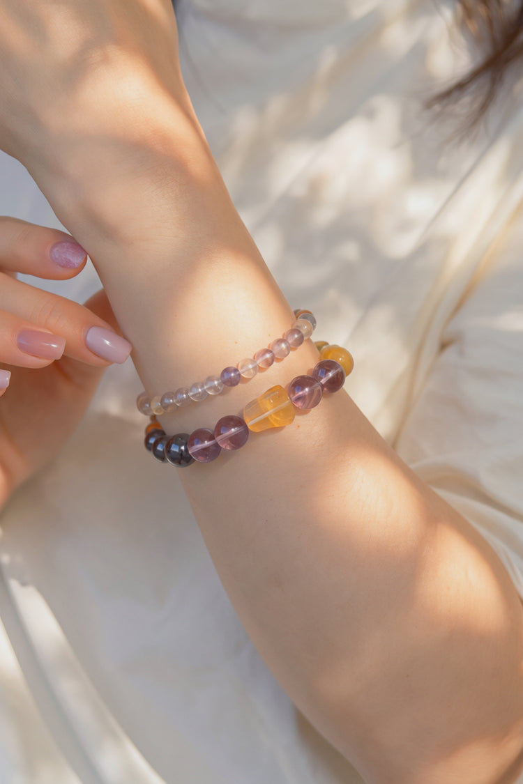 MoneyMoneyHome Double-lined Bracelet | Ametrine Hessonite Hematite