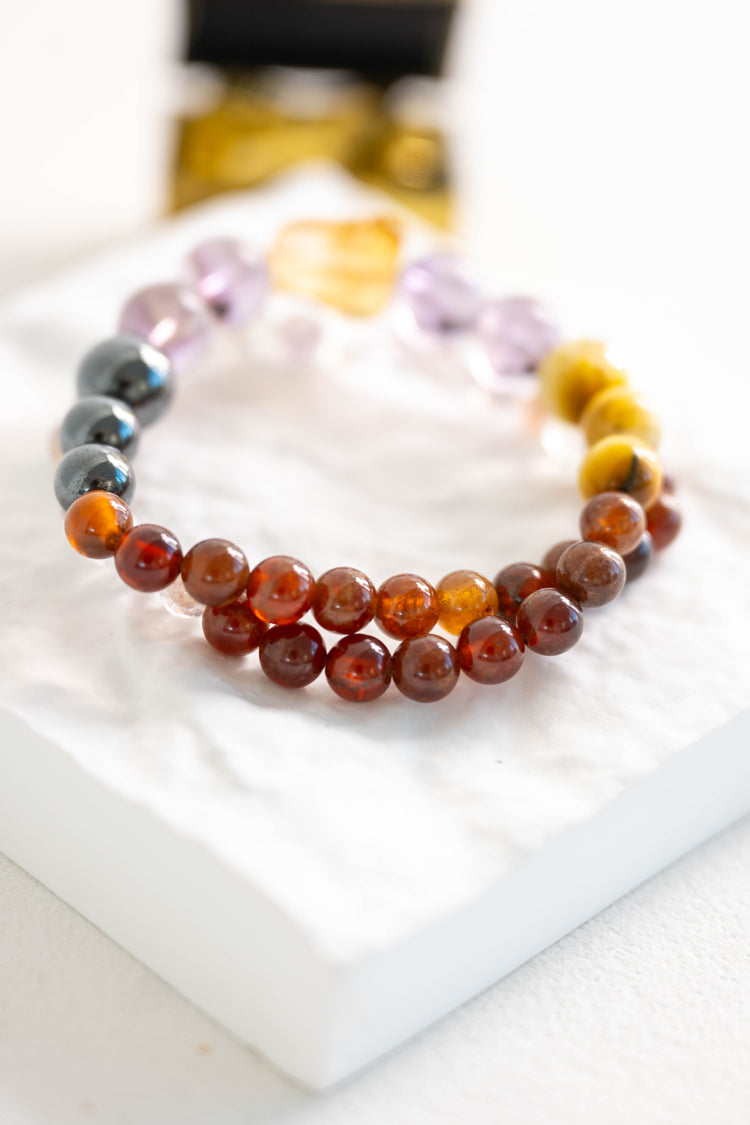 MoneyMoneyHome Double-lined Bracelet | Ametrine Hessonite Hematite