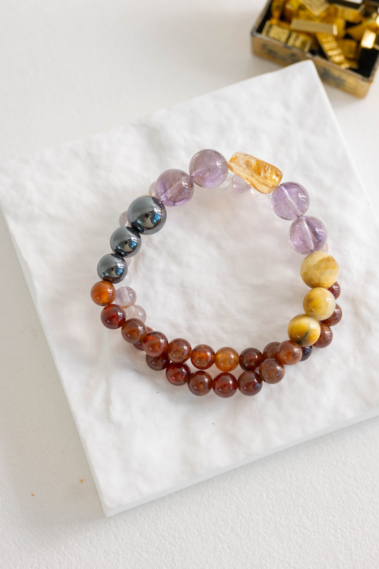 MoneyMoneyHome Double-lined Bracelet | Ametrine Hessonite Hematite