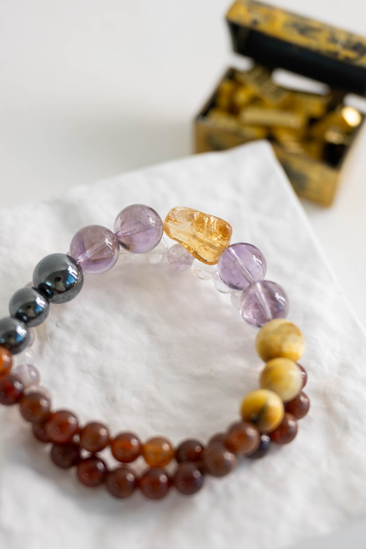 MoneyMoneyHome Double-lined Bracelet | Ametrine Hessonite Hematite