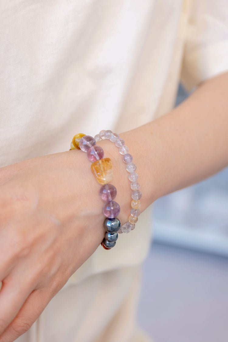 MoneyMoneyHome Double-lined Bracelet | Ametrine Hessonite Hematite