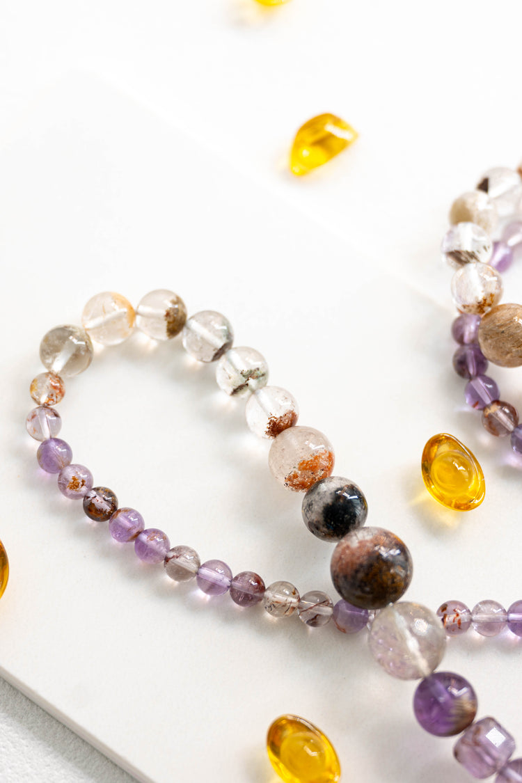 MoneyMoneyHome Double-lined Bracelet | Phantom Quartz Super7 Auralite-23