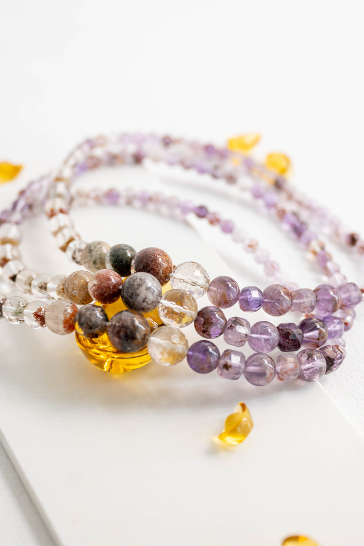 MoneyMoneyHome Double-lined Bracelet | Phantom Quartz Super7 Auralite-23