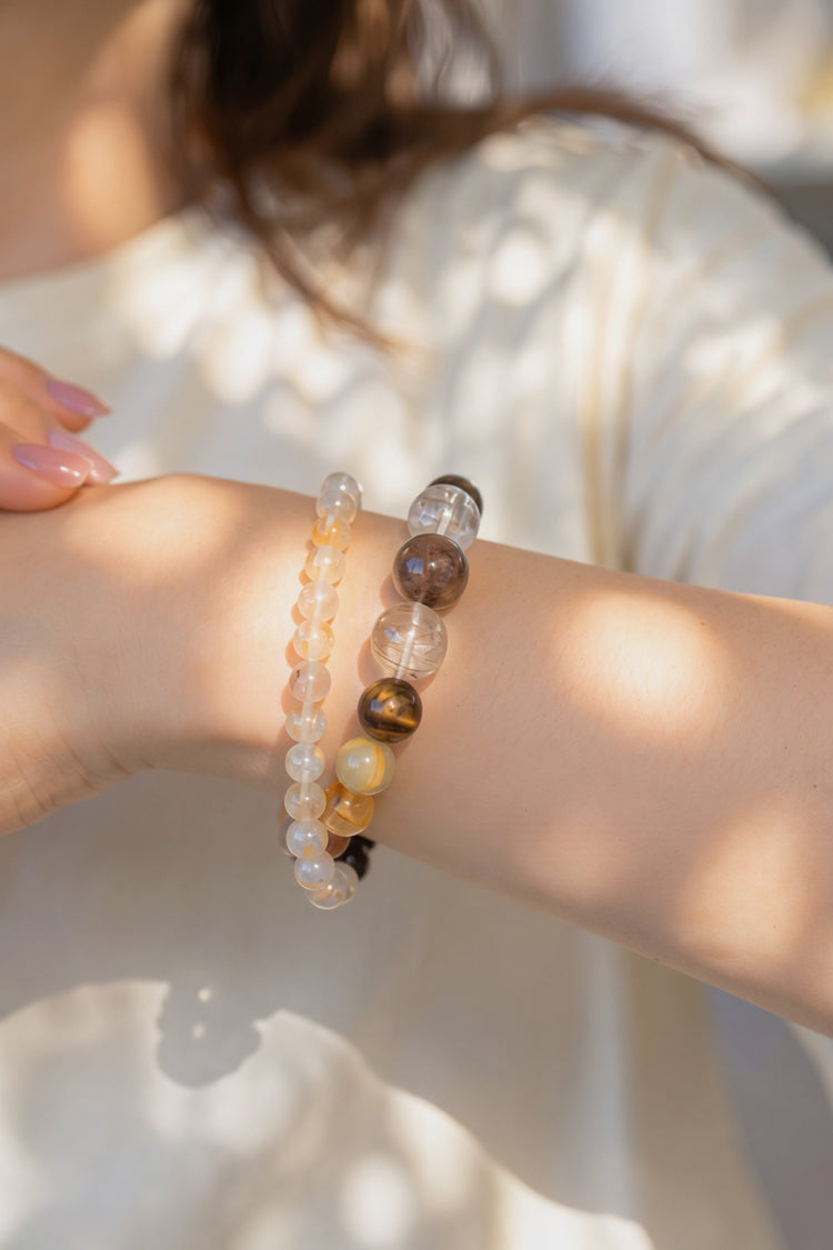 MoneyMoneyHome Double-lined Bracelet | Black Super Seven Rutilated Quartz Black Onyx