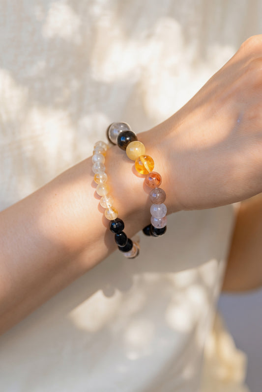 MoneyMoneyHome｜Double-lined Bracelet | Black Super Seven Rutilated Quartz Black Onyx