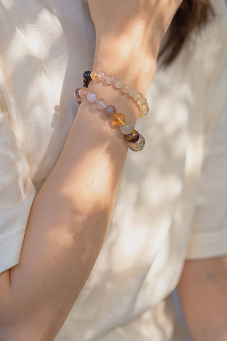 MoneyMoneyHome Double-lined Bracelet | Black Super Seven Rutilated Quartz Black Onyx