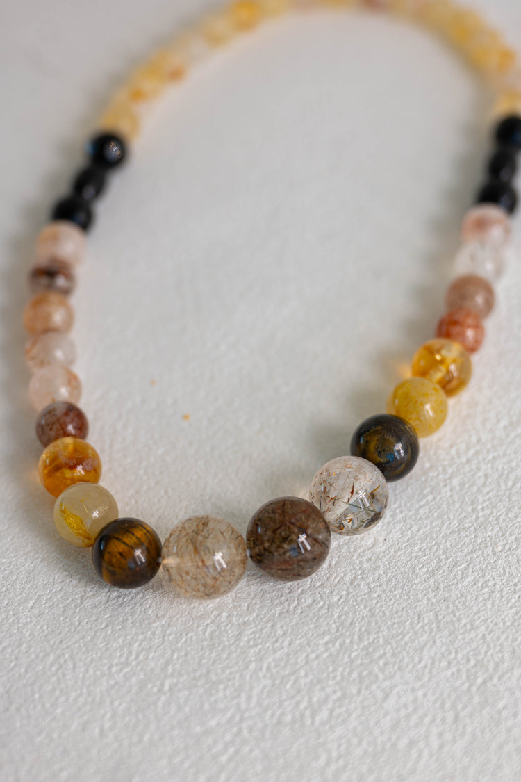 MoneyMoneyHome Double-lined Bracelet | Black Super Seven Rutilated Quartz Black Onyx