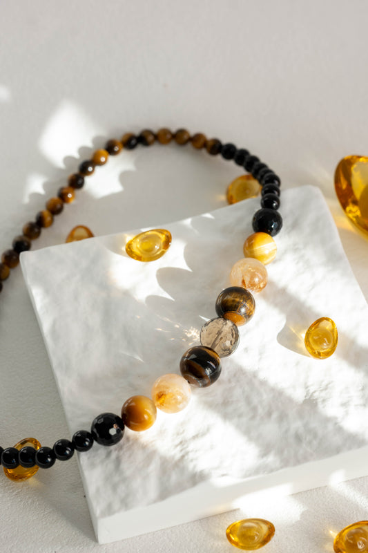 MoneyMoneyHome｜Double-lined Bracelet | Tiger's Eyes Citrine Smoky Quartz Onyx