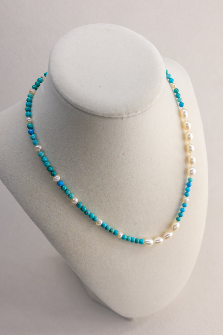 Moon Over Water Necklace | Hubei Turquoise (A) Freshwater Pearl