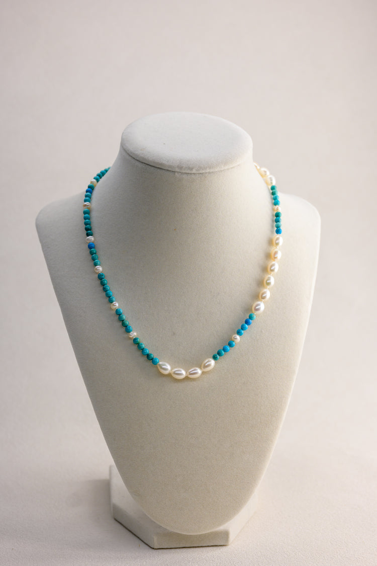 Moon Over Water Necklace | Hubei Turquoise (A) Freshwater Pearl