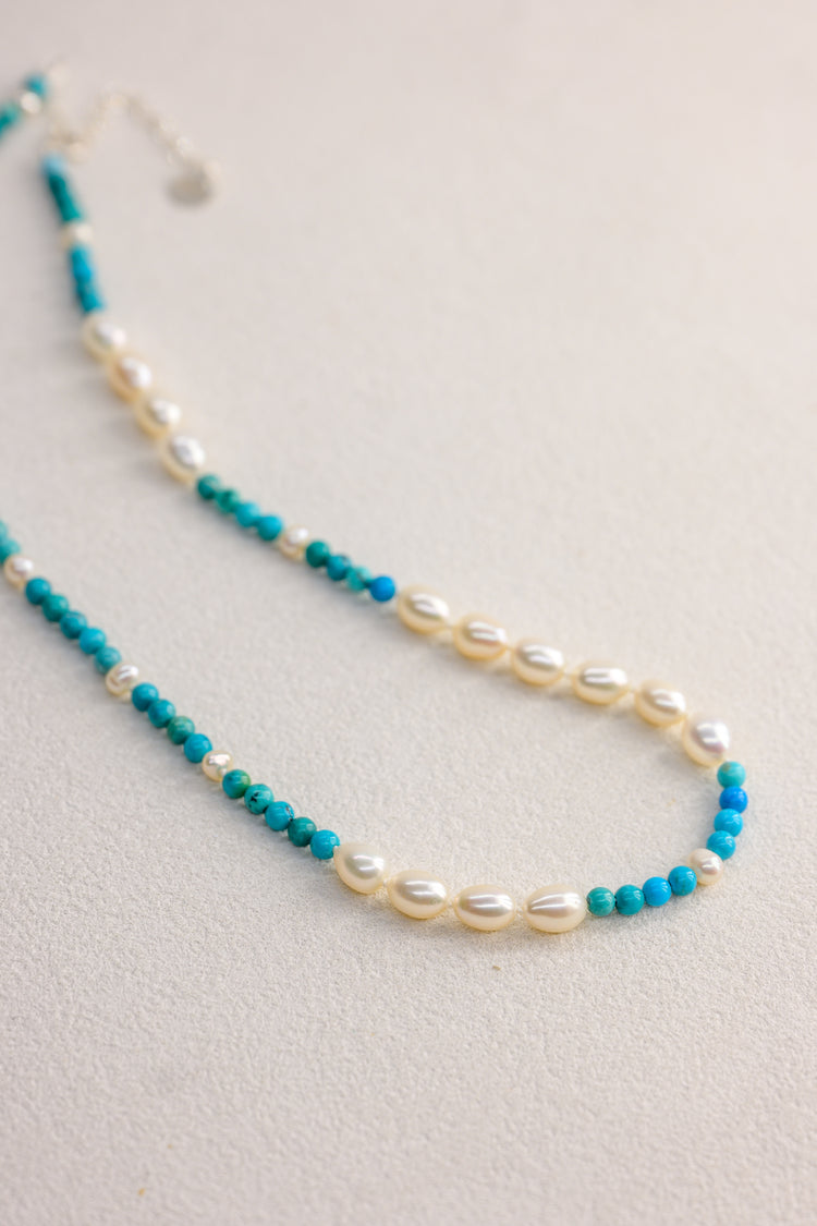 Moon Over Water Necklace | Hubei Turquoise (A) Freshwater Pearl