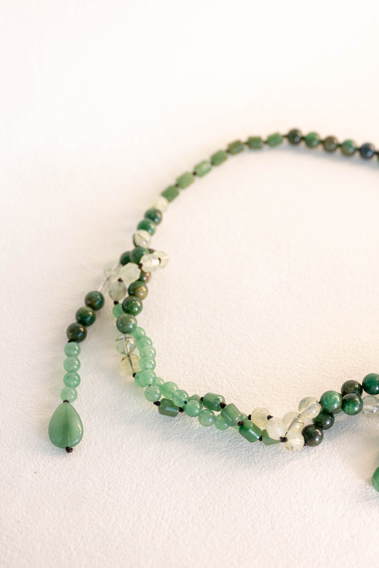 Muscovite Morning Mist Necklace | Green Aventurine(A) Muscovite Green Mica(A) Prehnite (w/ Rutile)