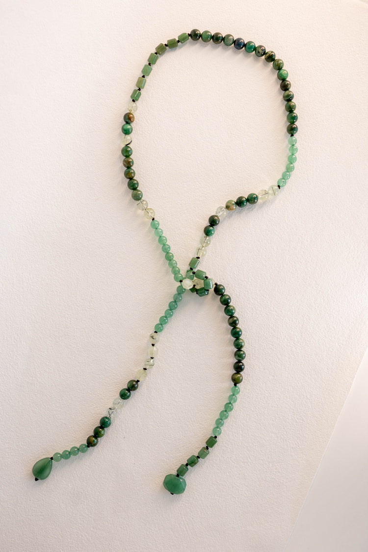 Muscovite Morning Mist Necklace | Green Aventurine(A) Muscovite Green Mica(A) Prehnite (w/ Rutile)