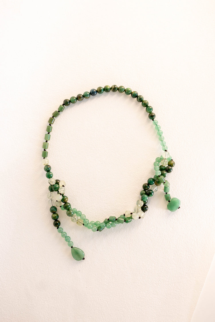 Muscovite Morning Mist Necklace | Green Aventurine(A) Muscovite Green Mica(A) Prehnite (w/ Rutile)