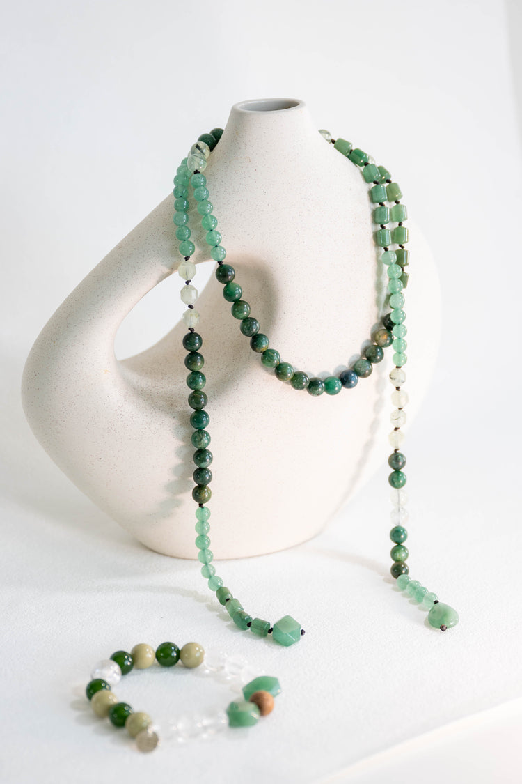 Eternal Youth Bracelet | Green Aventurine Canada B.C. Jade(AA) Green Imperial Jasper (Essential-oil-diffuser) Coconut Palmwood Wood