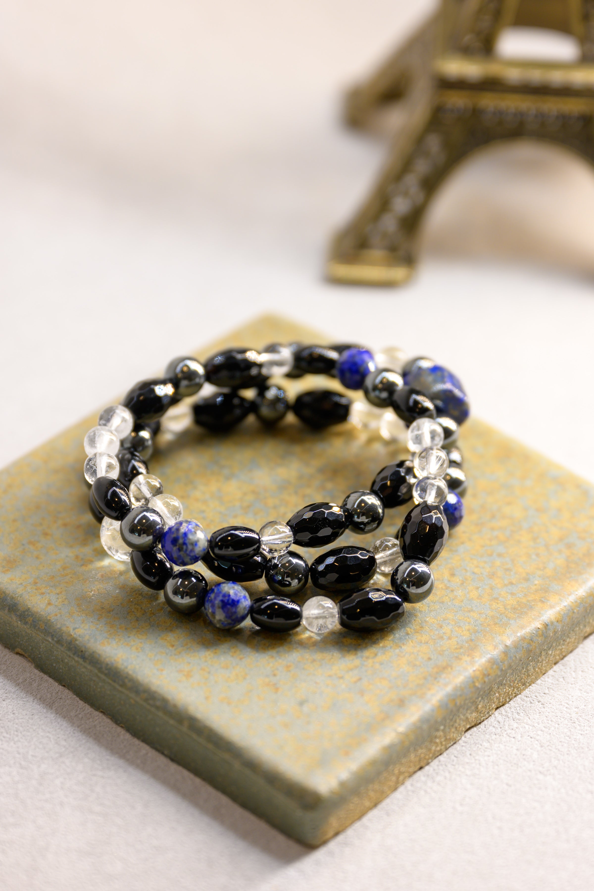 Ethereal Nightfall Three Wrapped Bracelet or Necklace | Hematite Black