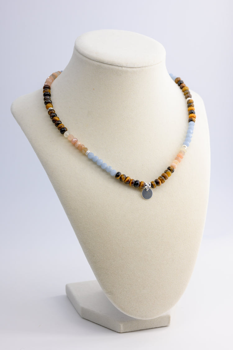 Ocean Sunset Necklace | Moonstone Tiger Eyes Angelite