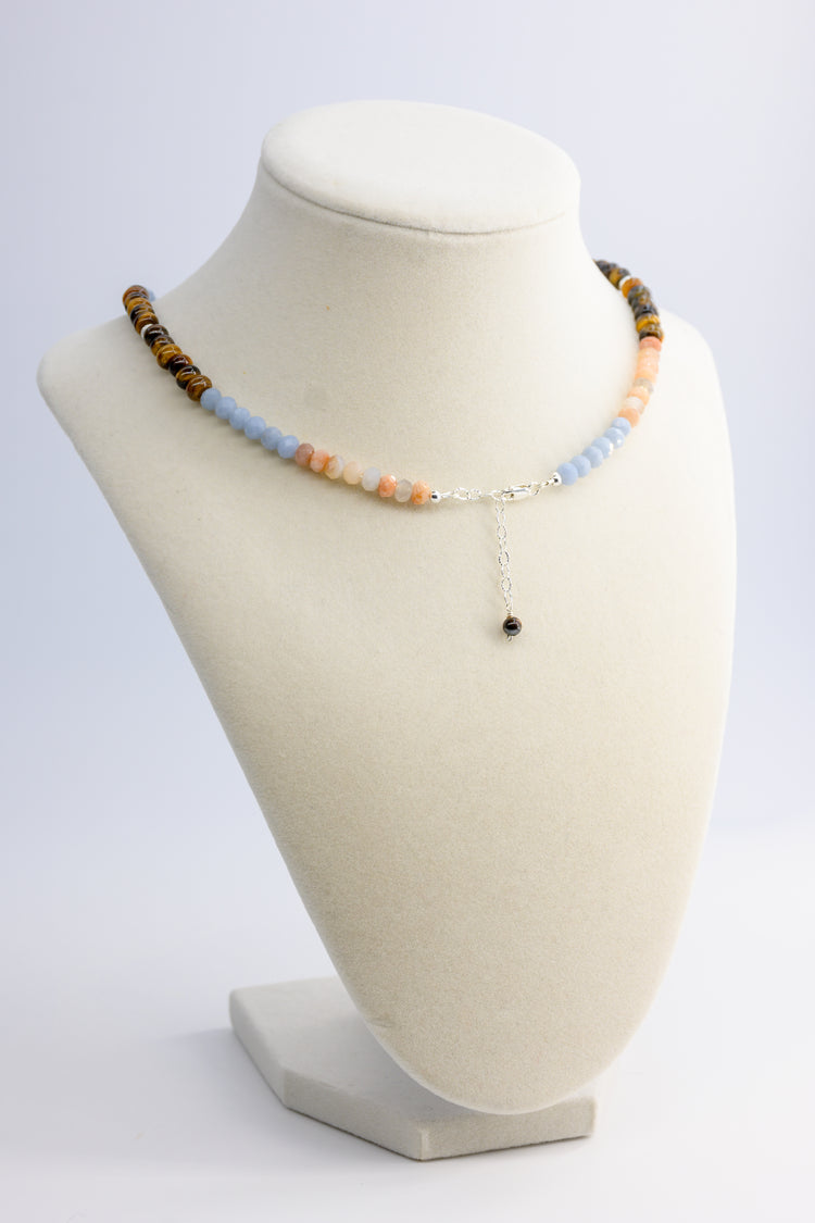 Ocean Sunset Necklace | Moonstone Tiger Eyes Angelite