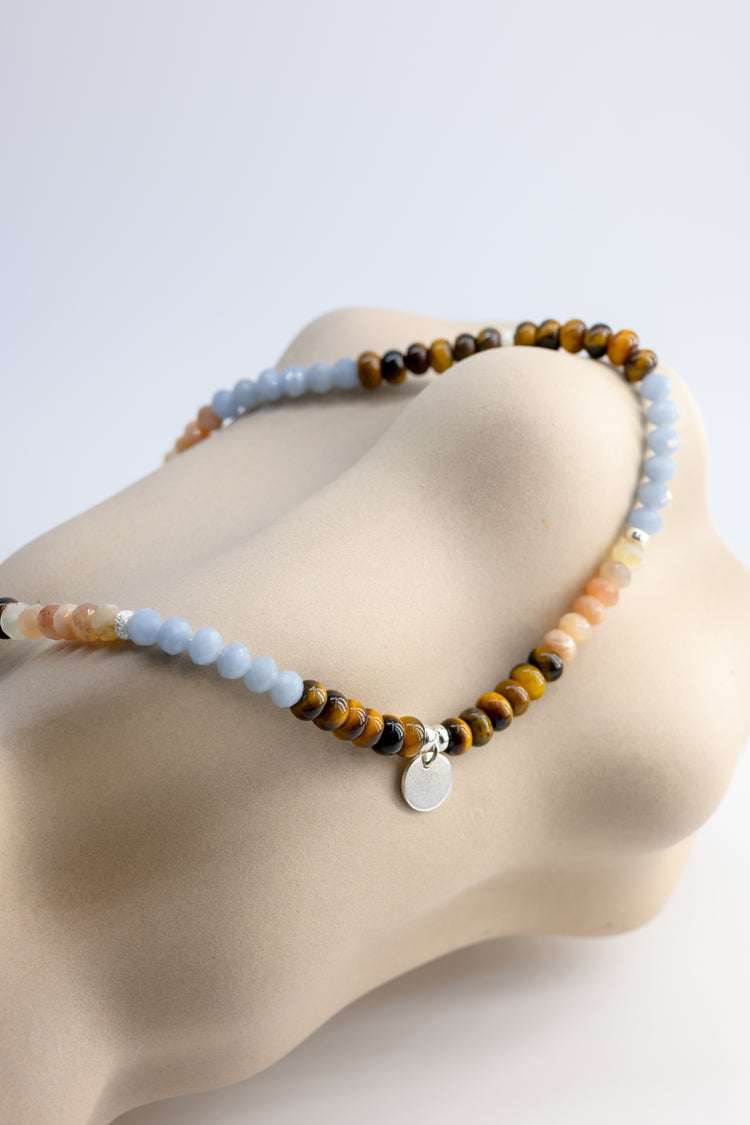 Ocean Sunset Necklace | Moonstone Tiger Eyes Angelite