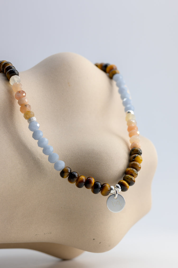 Ocean Sunset Necklace | Moonstone Tiger Eyes Angelite