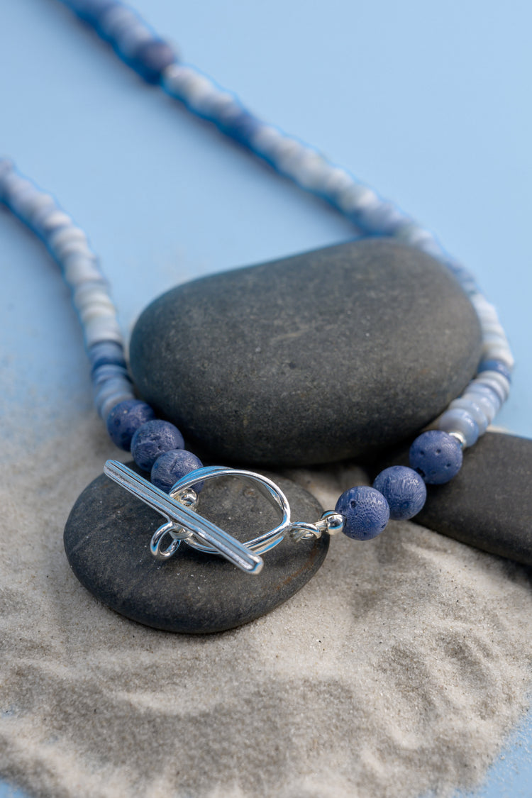 Ocean to Sky Necklace | Owyhee Blue Opal Blue Coral