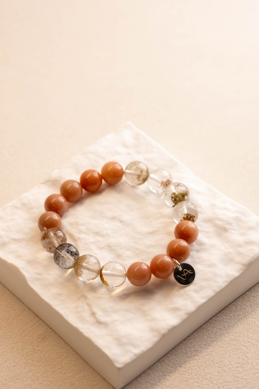 OnlyOne 2-5 Bracelet | Golden Phantom Quartz Petrified Wood Agate