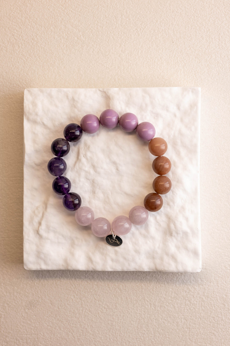 OnlyOne 2-6 Bracelet | Phosphosidelite Petrified Wood Agate Deep Purple Amethyst Madagascar Purple Rose Quartz(AA)