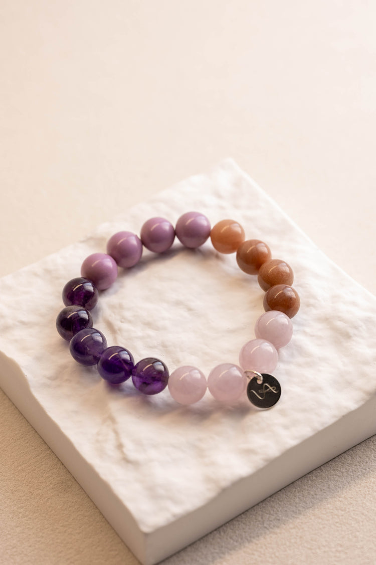 OnlyOne 2-6 Bracelet | Phosphosidelite Petrified Wood Agate Deep Purple Amethyst Madagascar Purple Rose Quartz(AA)