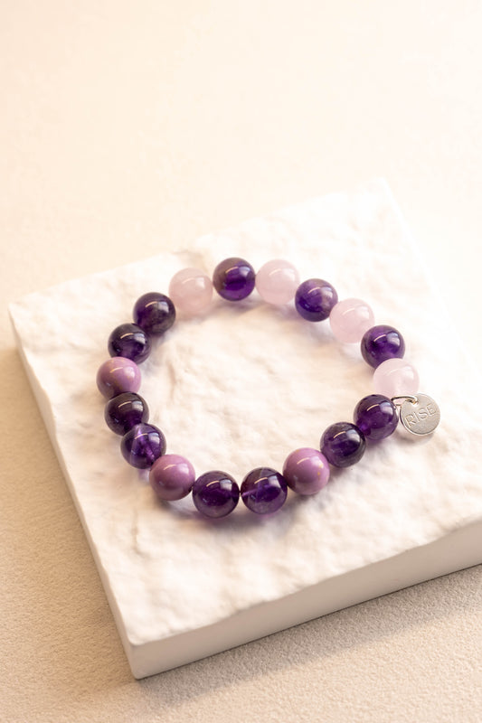 OnlyOne 2-7 Bracelet | Phosphosidelite Deep Purple Amethyst Madagascar Purple Rose Quartz(AA)