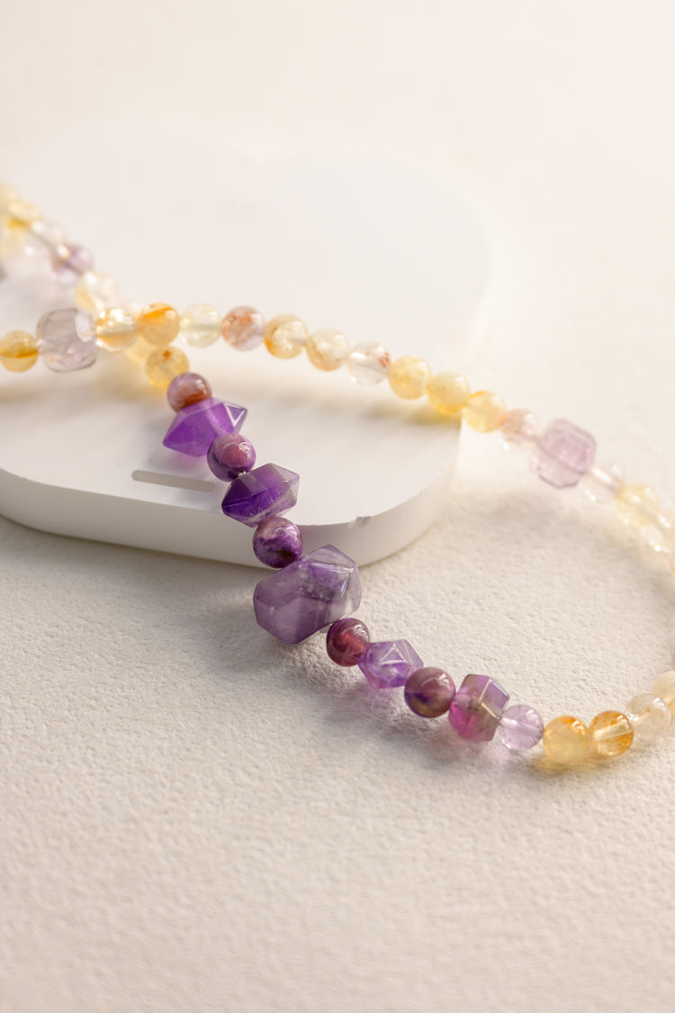 OnlyOne 1-15  Double-lined Bracelet | Brazlian Violet Muscovite Amethyst (A) Ametrine