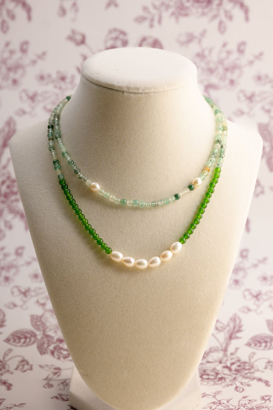 OnlyOne 1-8 Necklace | Blue Green Quartz Canada B.C. Jade(A) Freshwater Pearl