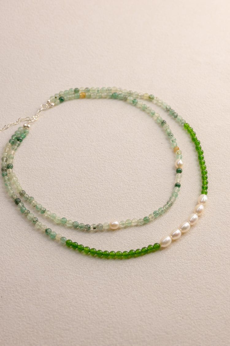 OnlyOne 1-8 Necklace | Blue Green Quartz Canada B.C. Jade(A) Freshwater Pearl