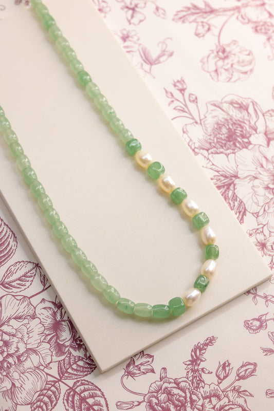 OnlyOne 1-9 Necklace//Three Wrapped Bracelet | Green Aventurine Freshwater Pearl