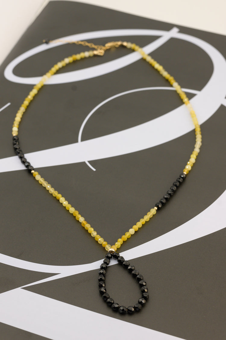Orbit Opulence Yellow Opal Onyx Necklace