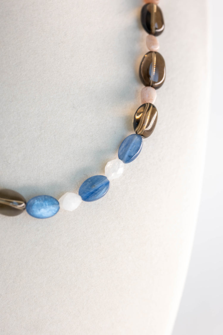 Peachlight Dream Necklace | Peach Moonstone Kyanite(A) Smoky Quartz(AA)