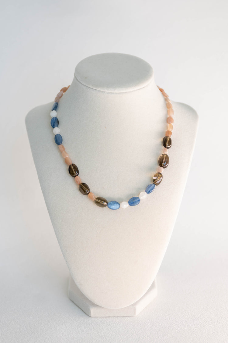 Peachlight Dream Necklace | Peach Moonstone Kyanite(A) Smoky Quartz(AA)