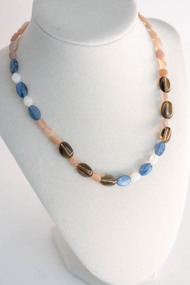 Peachlight Dream Necklace | Peach Moonstone Kyanite(A) Smoky Quartz(AA)