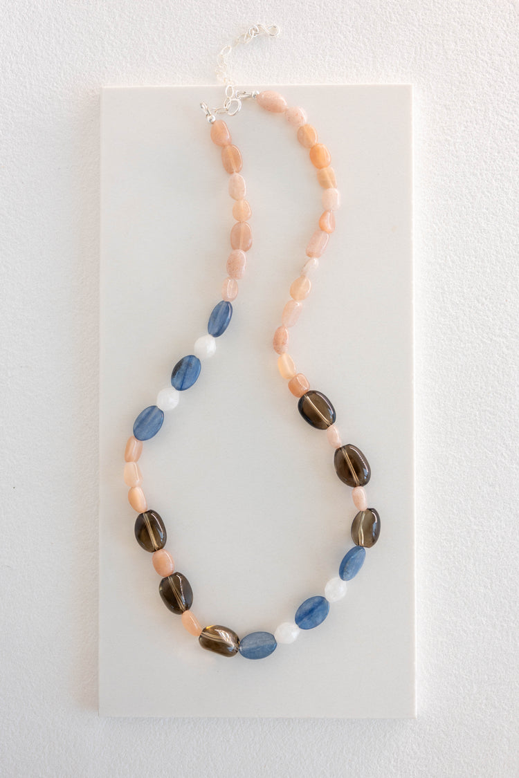 Peachlight Dream Necklace | Peach Moonstone Kyanite(A) Smoky Quartz(AA)