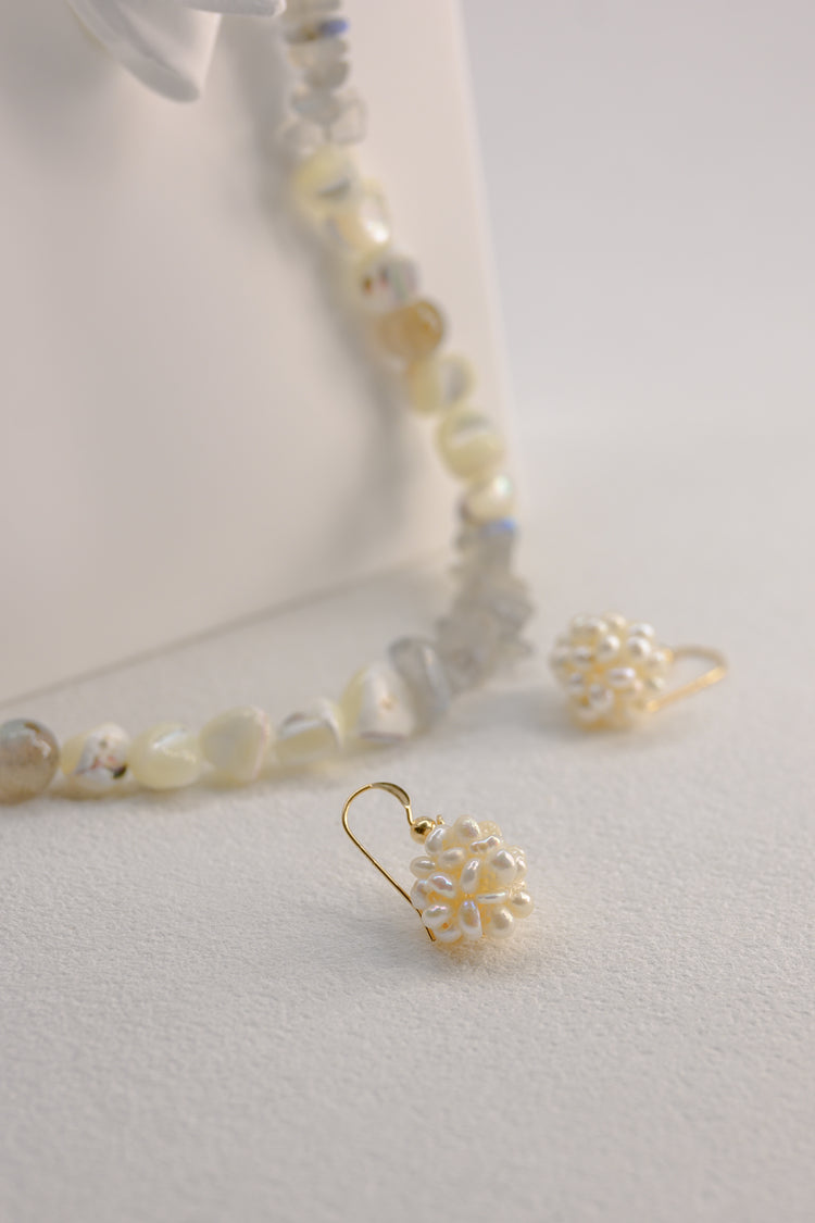 Pearl Bloom Earrings | White Freshwater Pearls