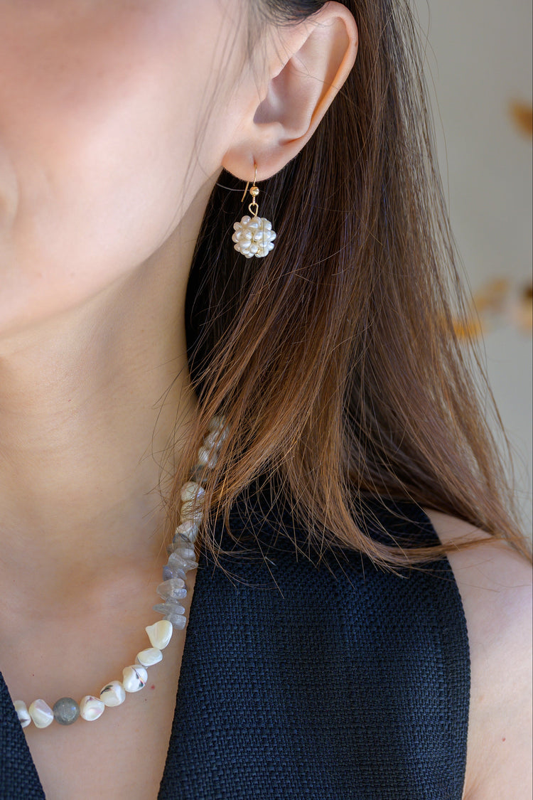 Pearl Bloom Earrings | White Freshwater Pearls