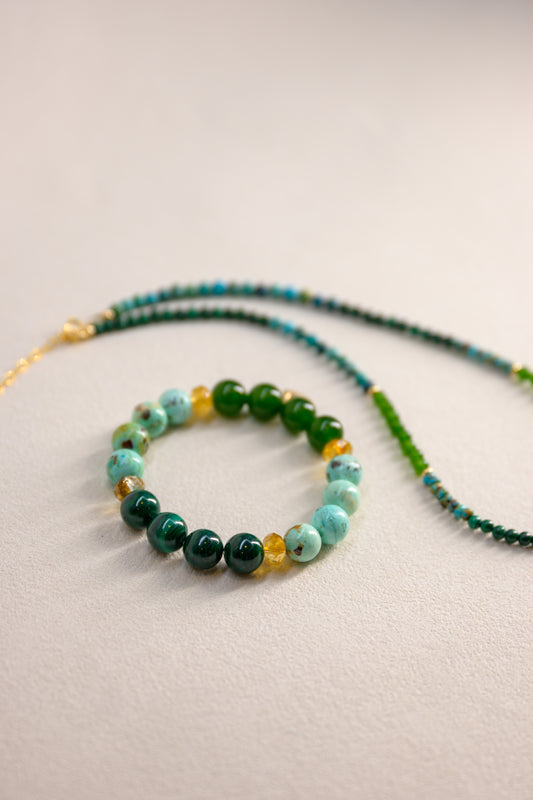 Fortune Flow Bracelet | Malachite  Canada B.C. Jade Peruvian Turquoise Citrine (A)