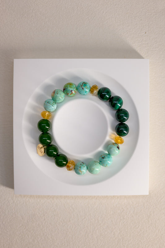 Fortune Flow Bracelet | Malachite  Canada B.C. Jade Peruvian Turquoise Citrine (A)
